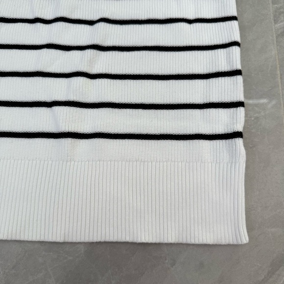 Women’s Talbots Stripe Shaker Stitch Funnel Neck Shell Mock Neck Sweater Medium - Picture 7 of 16